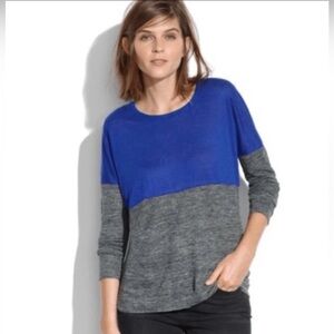 Madewell Linen Color block Cafe Tee Long Sleeve Top